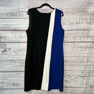 Chico's 3 XL Color Block Cathy‎ Dress Black Blue Sleeveless Midi